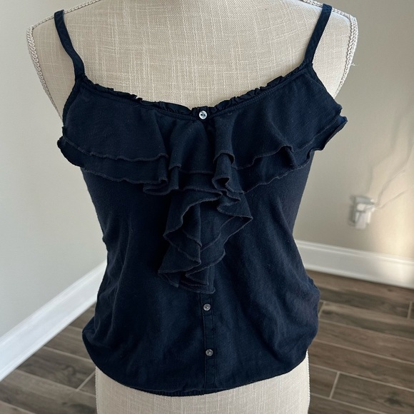 Elegant Navy Ruffle Top - Picture 5 of 5
